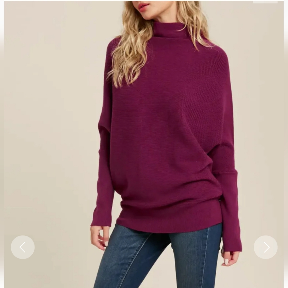 NWT Bluivy Slouch-Neck Dolman Pullover Sweater - Size M/L - purple